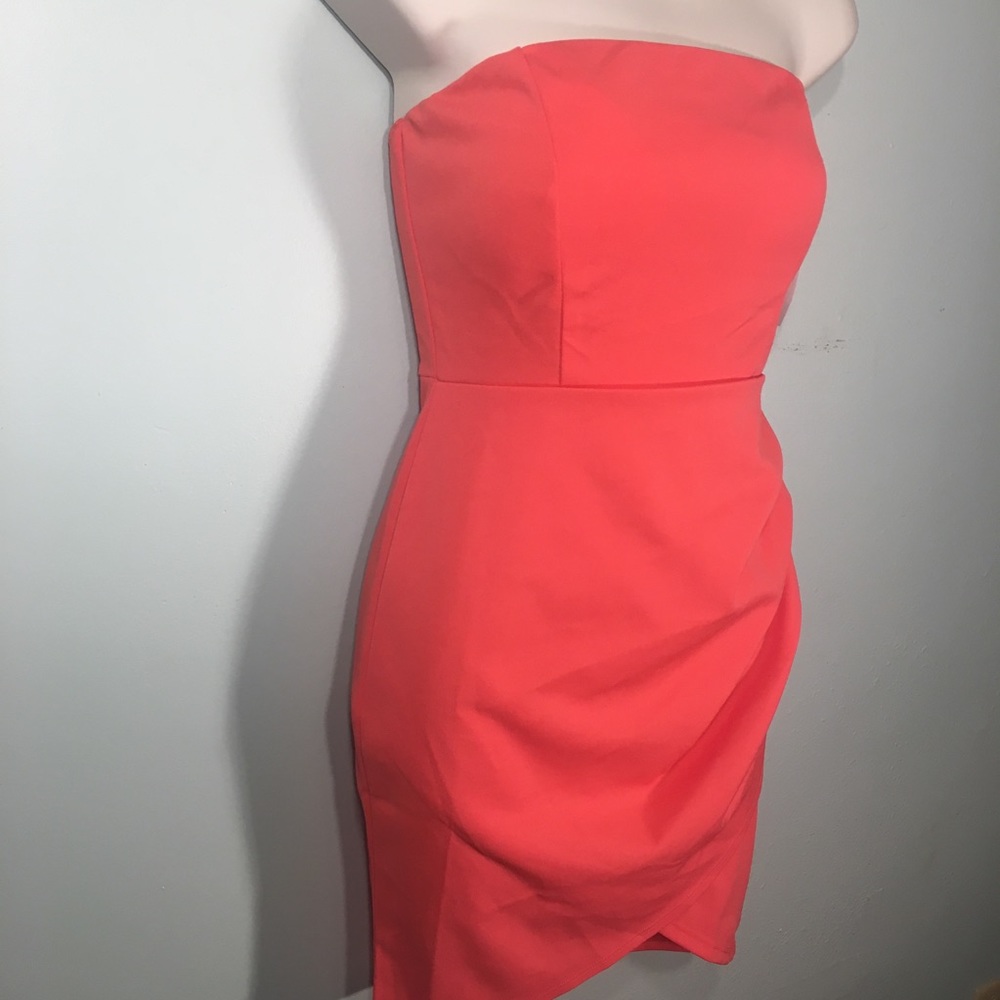Pink Strapless Body Con Dress Medium - Picture 4 of 8
